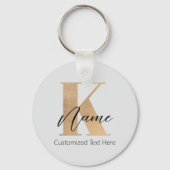 Modern Monogrammed Initiaal K & Naam Gepersonalise Sleutelhanger (Voorkant)