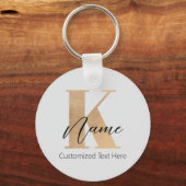 Modern Monogrammed Initiaal K & Naam Gepersonalise Sleutelhanger (Voorkant)