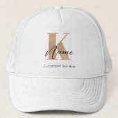 Modern Monogrammed Initiaal K & Naam Gepersonalise Trucker Pet (Voorkant)
