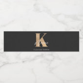 Modern Monogrammed Initiaal K & Naam Gepersonalise Waterfles Etiket (Enkel label)