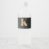 Modern Monogrammed Initiaal K & Naam Gepersonalise Waterfles Etiket (Voorkant)