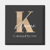 Modern Monogrammed Initiaal K & Naam Persoonlijk Magneet (Voorkant)