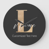 Modern Monogrammed Initiaal L & Naam Gepersonalise Grote Klok (Voorkant)