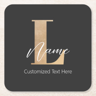 Modern Monogrammed Initiaal L & Naam Gepersonalise Kartonnen Onderzetters