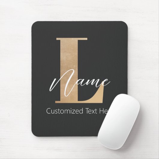 Modern Monogrammed Initiaal L & Naam Gepersonalise Muismat (Met muis)