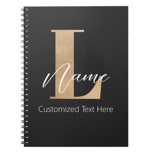 Modern Monogrammed Initiaal L & Naam Gepersonalise Notitieboek (Voorkant)