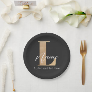 Modern Monogrammed Initiaal L & Naam Gepersonalise Papieren Bordje
