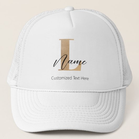 Modern Monogrammed Initiaal L & Naam Gepersonalise Trucker Pet (Voorkant)
