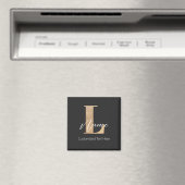 Modern Monogrammed Initiaal L & Naam Persoonlijk Magneet (Insitu (Vaatwasser))