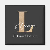 Modern Monogrammed Initiaal L & Naam Persoonlijk Magneet (Voorkant)
