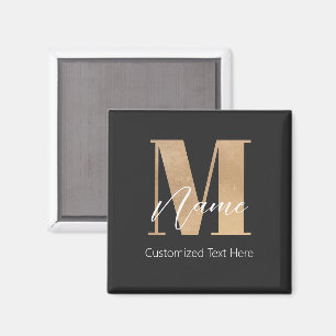 Modern Monogrammed Initiaal M & Naam Persoonlijk Magneet