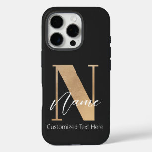 Modern Monogrammed Initiaal N & Naam Gepersonalise iPhone 16 Pro Hoesje
