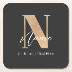 Modern Monogrammed Initiaal N & Naam Gepersonalise Kartonnen Onderzetters