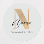 Modern Monogrammed Initiaal N & Naam Gepersonalise Labels (Design 2)