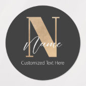 Modern Monogrammed Initiaal N & Naam Gepersonalise Labels (Design 1)