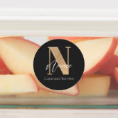Modern Monogrammed Initiaal N & Naam Gepersonalise Labels (Aangebracht)