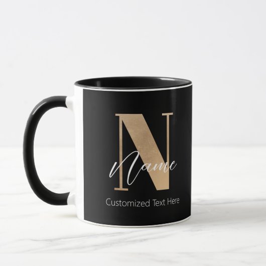 Modern Monogrammed Initiaal N & Naam Gepersonalise Mok (Links)