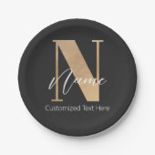 Modern Monogrammed Initiaal N & Naam Gepersonalise Papieren Bordje (Voorkant)