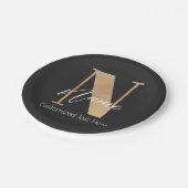 Modern Monogrammed Initiaal N & Naam Gepersonalise Papieren Bordje (Gekanteld)