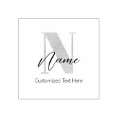 Modern Monogrammed Initiaal N & Naam Gepersonalise Rubberstempel (Afrduk)