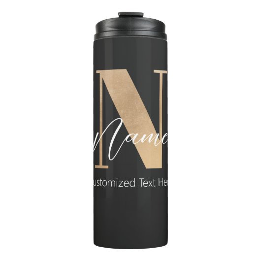 Modern Monogrammed Initiaal N & Naam Gepersonalise Thermosbeker (Voorkant)