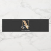 Modern Monogrammed Initiaal N & Naam Gepersonalise Waterfles Etiket (Enkel label)