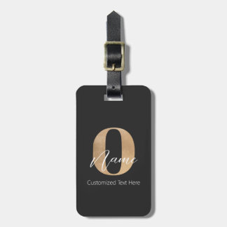 Modern Monogrammed Initiaal O & Naam Gepersonalise Bagagelabel