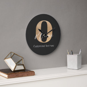 Modern Monogrammed Initiaal O & Naam Gepersonalise Grote Klok