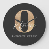 Modern Monogrammed Initiaal O & Naam Gepersonalise Grote Klok (Voorkant)