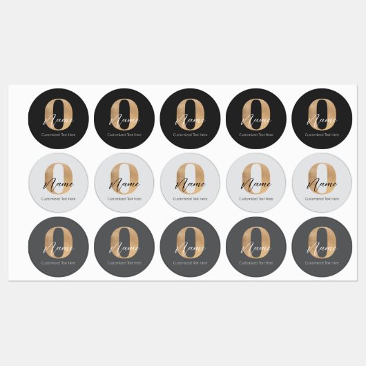 Modern Monogrammed Initiaal O & Naam Gepersonalise Labels (Vel)
