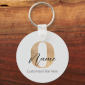 Modern Monogrammed Initiaal O & Naam Gepersonalise Sleutelhanger (Voorkant)