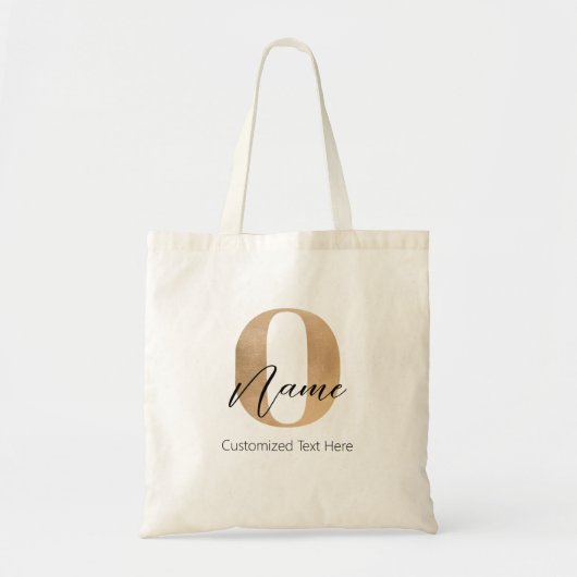 Modern Monogrammed Initiaal O & Naam Gepersonalise Tote Bag (Voorkant)