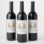 Modern Monogrammed Initiaal O & Naam Gepersonalise Wijn Etiket (Flessen)