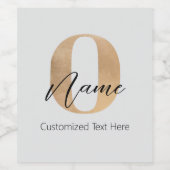 Modern Monogrammed Initiaal O & Naam Gepersonalise Wijn Etiket (Enkel label)