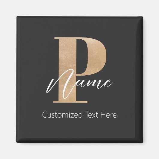 Modern Monogrammed Initiaal P & Naam Persoonlijk Magneet (Voorkant)
