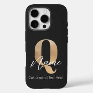 Modern Monogrammed Initiaal Q & Naam Gepersonalise iPhone 16 Pro Hoesje