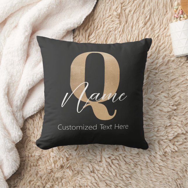 Modern Monogrammed Initiaal Q & Naam Gepersonalise Kussen (Deken)
