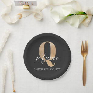 Modern Monogrammed Initiaal Q & Naam Gepersonalise Papieren Bordje