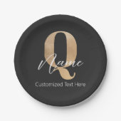 Modern Monogrammed Initiaal Q & Naam Gepersonalise Papieren Bordje (Voorkant)