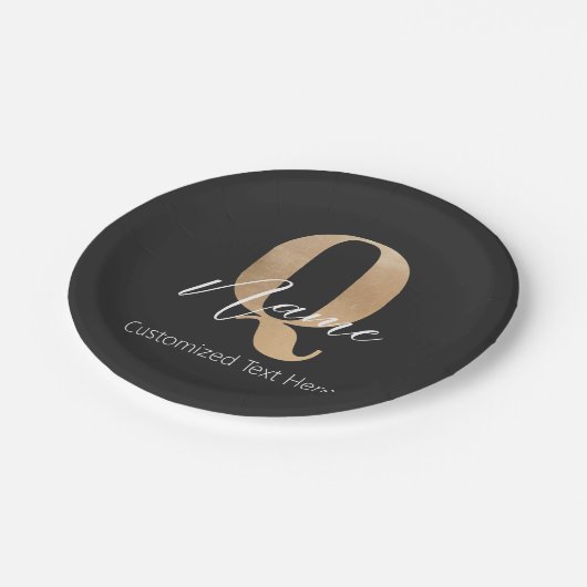 Modern Monogrammed Initiaal Q & Naam Gepersonalise Papieren Bordje (Gekanteld)
