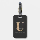 Modern Monogrammed Initiaal U & Naam Gepersonalise Bagagelabel (Achterkant verticaal)