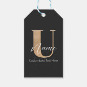 Modern Monogrammed Initiaal U & Naam Gepersonalise Cadeaulabel (Voorkant)