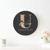 Modern Monogrammed Initiaal U & Naam Gepersonalise Grote Klok (Huis)