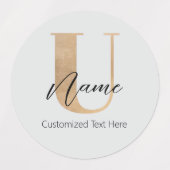 Modern Monogrammed Initiaal U & Naam Gepersonalise Labels (Design 2)