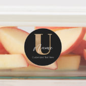 Modern Monogrammed Initiaal U & Naam Gepersonalise Labels (Aangebracht)