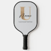 Modern Monogrammed Initiaal U & Naam Gepersonalise Pickleball Paddle (Achterkant)