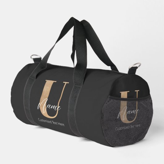 Modern Monogrammed Initiaal U & Naam Gepersonalise Plunjezak (Rechterhoek)