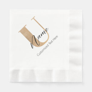 Modern Monogrammed Initiaal U & Naam Gepersonalise Servet