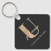 Modern Monogrammed Initiaal U & Naam Gepersonalise Sleutelhanger (Voorkant)