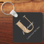 Modern Monogrammed Initiaal U & Naam Gepersonalise Sleutelhanger (Voorkant)